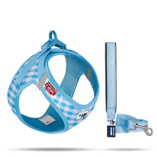 Curli Vest Harness curli Clasp AirMesh SkyBlueCaro 2XS Leash M - Image 1