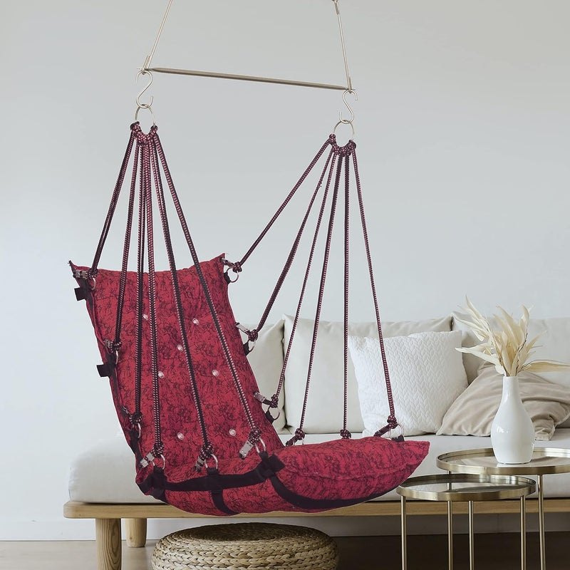 Boffle Hammock Swing Cotton Cushion and Hardware Kits Max 150 Kg Hanging Jhula Indoor Outdoor Hanging Chair for Balcony Hammocks Swing Chairs - Image 1