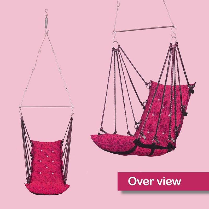 Boffle Hammock Swing Cotton Cushion and Hardware Kits Max 150 Kg Hanging Jhula Indoor Outdoor Hanging Chair for Balcony Hammocks Swing Chairs - Image 4