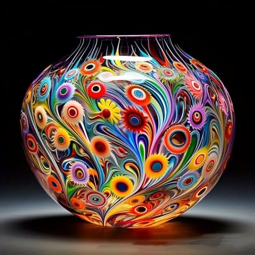 Pimio 5D DIY Diamond Painting KitsRound Vase Drill Diamond Art Kits for Adults Beginner Perfect for Home Wall Decor and Gift - Image 1