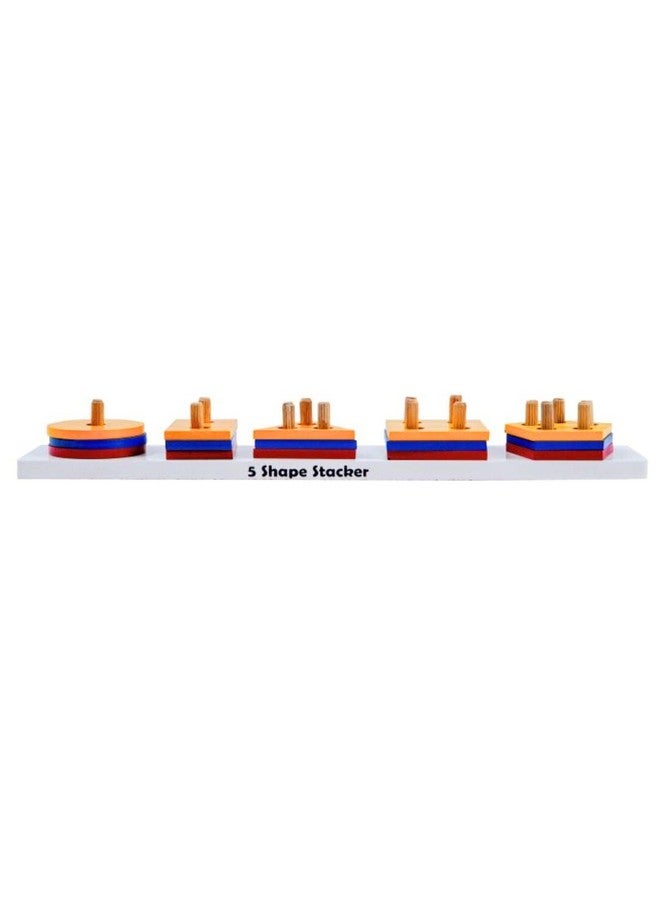 Brilla Wooden 5 Shape Stacker (15 Pieces) for Stacking, Sorting & Building with Scan & Learn - Image 3