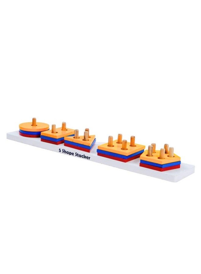 Brilla Wooden 5 Shape Stacker (15 Pieces) for Stacking, Sorting & Building with Scan & Learn - Image 5
