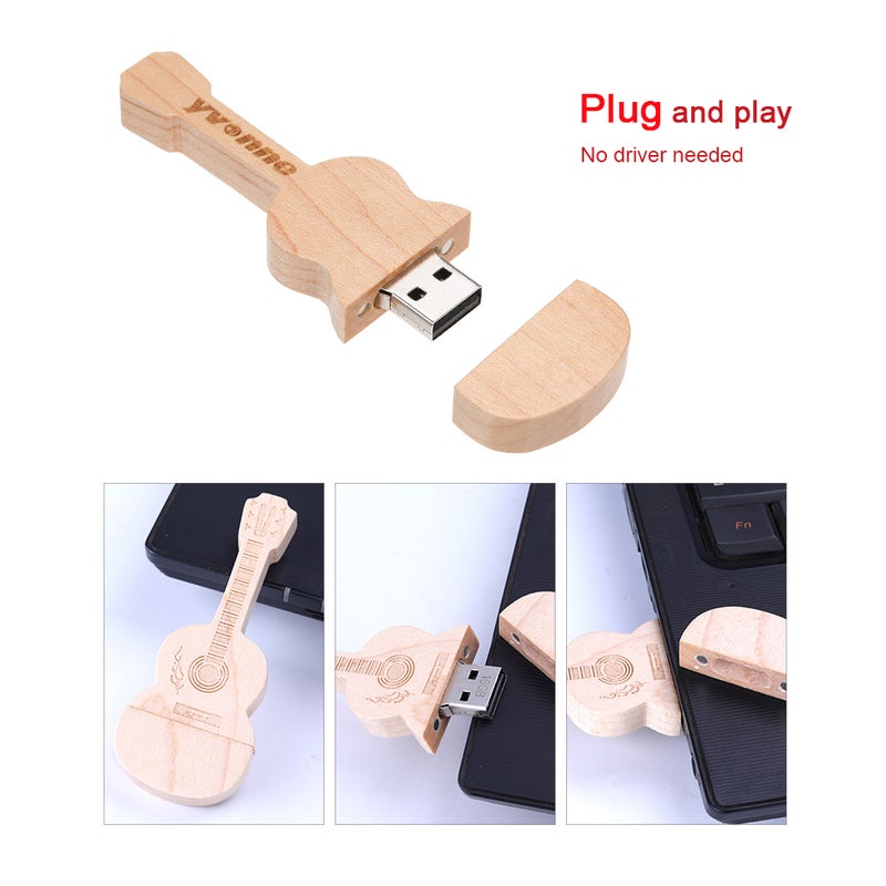 yvonne Wooden USB Flash Drive Guitar Shaped Pen Drive 64G Memory Stick Pendrives Gift - Image 5