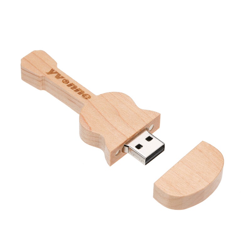 yvonne Wooden USB Flash Drive Guitar Shaped Pen Drive 64G Memory Stick Pendrives Gift - Image 4