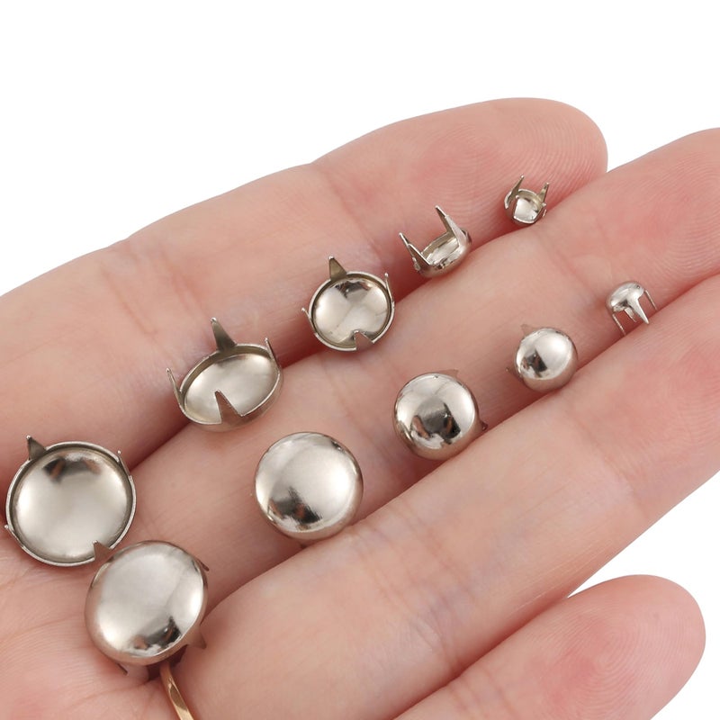 YORANYO 1220 Pcs Assorted Sizes Studs for Clothing Leather Rivets Round Dome Studs and Spikes Prong Studs Kit for Leather Craft Clothing Belts Bags Shoes Bracelets Dog Collar Accessories (Silver) - Image 4