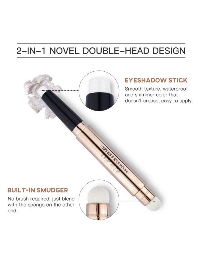 LOKFAR Eye Shadow Stick Makeup Cosmetics Eye Brightener Stick Rotatable Cream Eye Shadow Pencil Glitter Shimmer Eyeshadow Stick With Soft Brush For Eye Makeup (01Pearl White Shimmer)  - Image 4