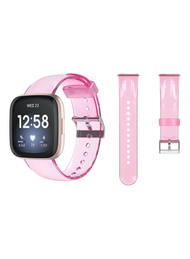 Perfii Clear Case  Replacement Band For Fitbit Versa 3 Pink - Image 1