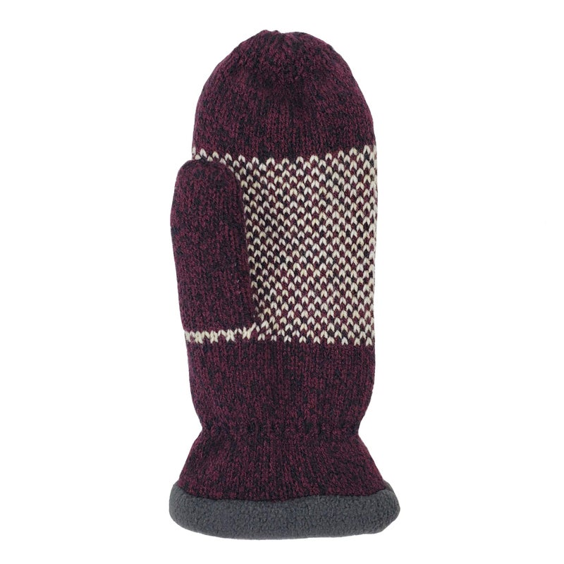 BRUCERIVER Women Snowflake Knit Mittens with Warm Fleece Lining Size M (Aubergine) - Image 3
