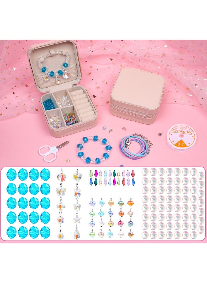 VUCATIN Bracelet Making Kit for Girls 139pc Charm Bracelets Kit with Jewelry Box DIY Bead Jewelry Charms Bracelets for DIY Craft Present For 8+ Year Old Girl (Blue)  - Image 1