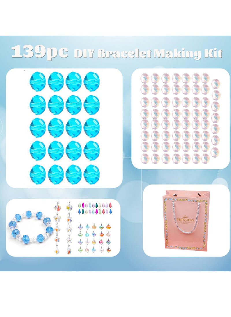 VUCATIN Bracelet Making Kit for Girls 139pc Charm Bracelets Kit with Jewelry Box DIY Bead Jewelry Charms Bracelets for DIY Craft Present For 8+ Year Old Girl (Blue)  - Image 4