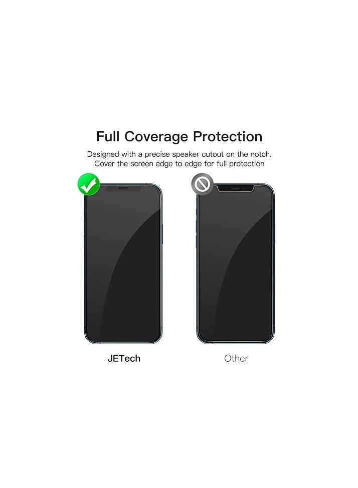 JETech Full Coverage Screen Protector for iPhone 12 Pro Max 6.7-Inch, Black Edge Tempered Glass Film with Easy Installation Tool, Case-Friendly, HD Clear, 3-Pack - Image 2