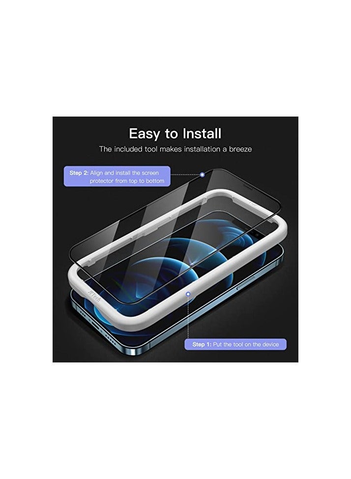 JETech Full Coverage Screen Protector for iPhone 12 Pro Max 6.7-Inch, Black Edge Tempered Glass Film with Easy Installation Tool, Case-Friendly, HD Clear, 3-Pack - Image 4