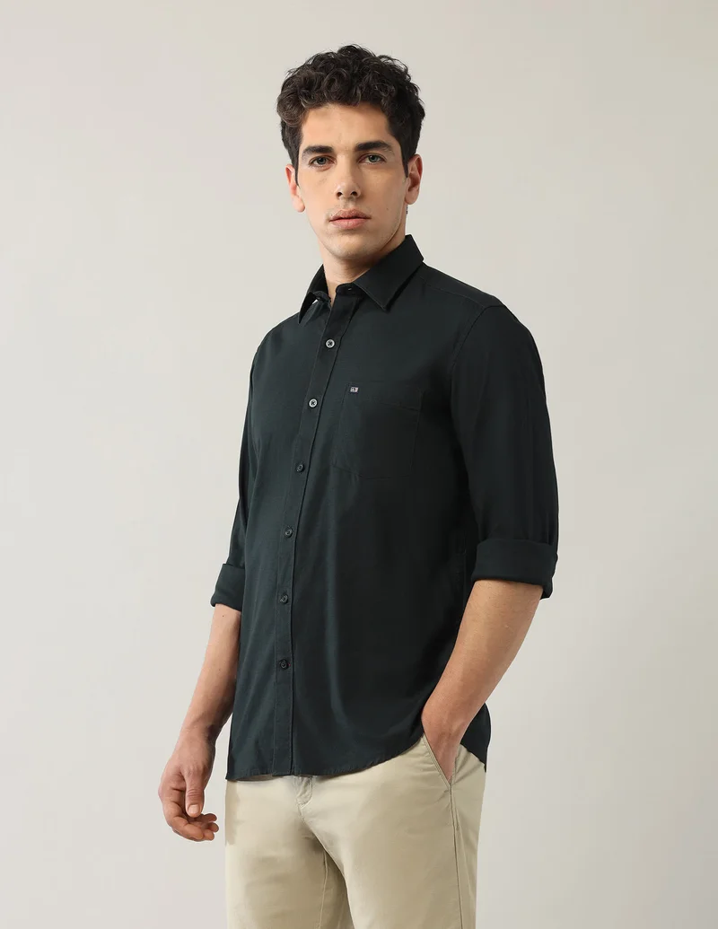 Arrow Dark Grey Textured Pure Cotton Shirt for Men | Best Price UAE