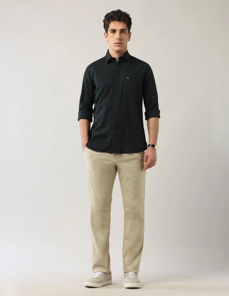 Arrow Dark Grey Textured Pure Cotton Shirt for Men | Best Price UAE