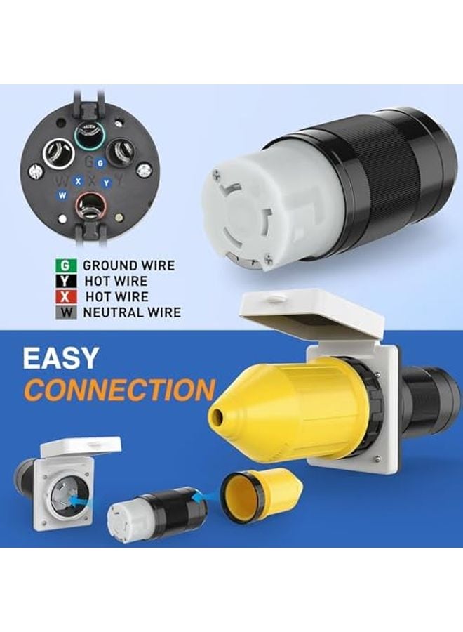 50 Amp RV Power Cord Twist Lock Plug With Boot Cover NEMA SS2 50R Female Connector - Image 4