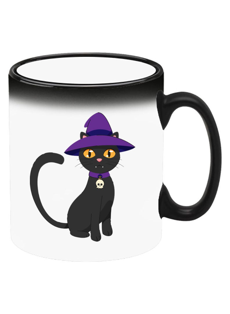 Theodor Color Changing Heat Sensitive Ceramic Mug, Image Revealed When HOT Liquid is Added! Cat wearing hat halloween - Image 2