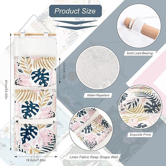 Vajin Wall Hanging Storage Bag 3 Pocket Wall Door Cloth Wardrobe Hanging Storage Hanger Bags Box Organizer Hanging Pocket for Dorm Living Room Home Decor 1 Pack - Image 2