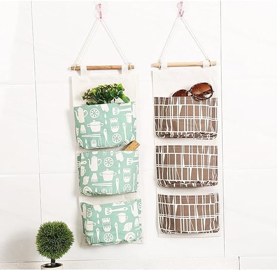 Vajin Wall Hanging Storage Bag 3 Pocket Wall Door Cloth Wardrobe Hanging Storage Hanger Bags Box Organizer Hanging Pocket for Dorm Living Room Home Decor 1 Pack - Image 1