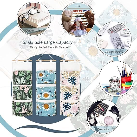 Vajin Wall Hanging Storage Bag 3 Pocket Wall Door Cloth Wardrobe Hanging Storage Hanger Bags Box Organizer Hanging Pocket for Dorm Living Room Home Decor 1 Pack - Image 5