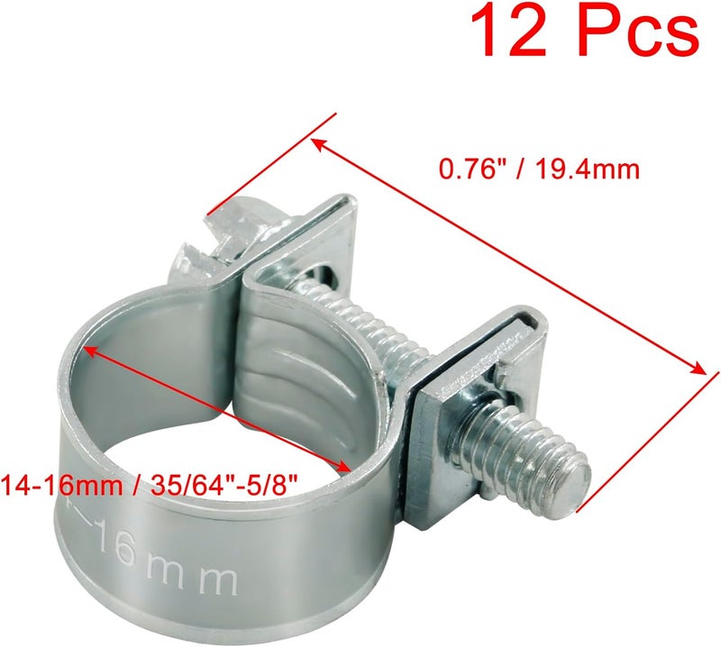 Jersvimc 12pcs Stainless Steel Gas Line Clamp (14-16mm) - Image 4