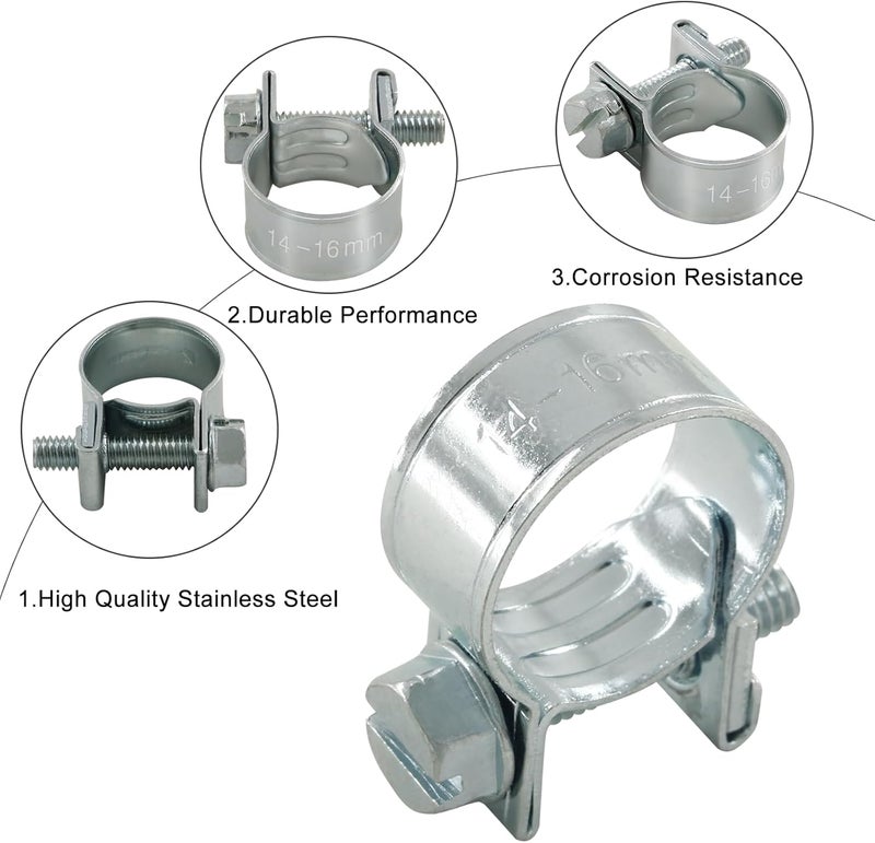 Jersvimc 12pcs Stainless Steel Gas Line Clamp (14-16mm) - Image 2