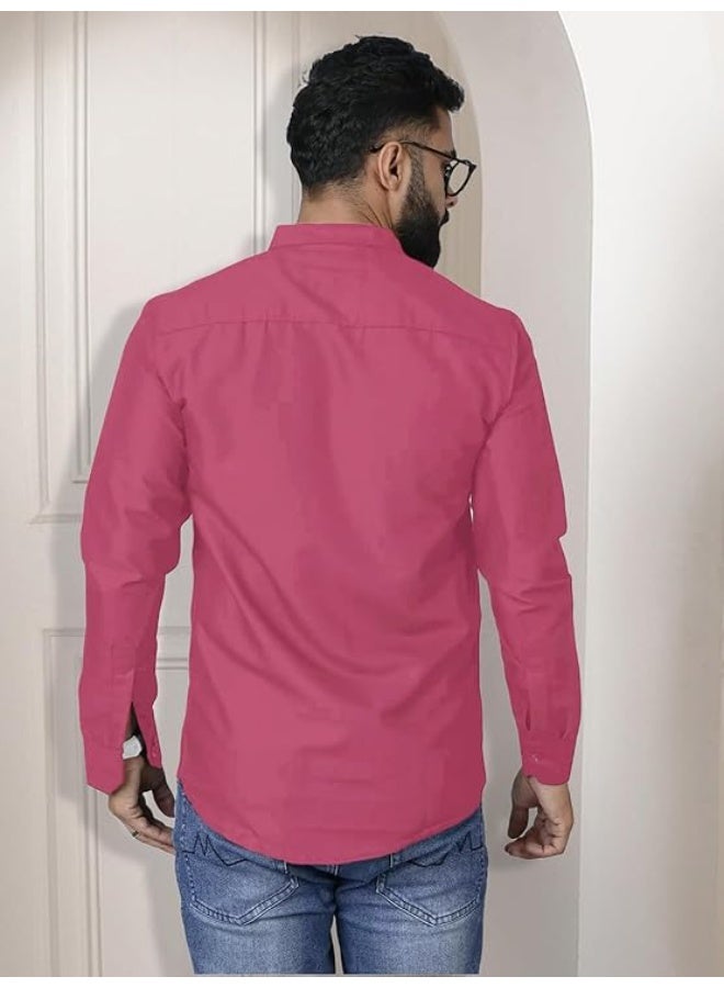 متجر Pinkmint: قميص رجالي بأكمام طويلة وأزرار أمامية، بياقة، طراز سادة (كاجوال/رسمي) - مقاس 2XL - Image 4