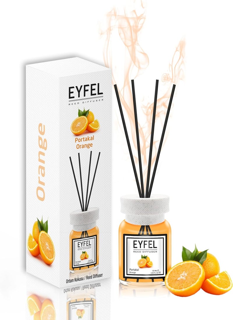 EYFEL Reed Diffusers for Home – Orange Reed Diffuser Set 4.05 fl oz Oil Diffuser Sticks, Bathroom Diffuser, Home Fragrances, Scented Sticks, Home Decor - Image 1