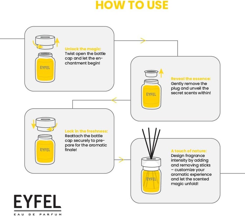 EYFEL Reed Diffusers for Home – Orange Reed Diffuser Set 4.05 fl oz Oil Diffuser Sticks, Bathroom Diffuser, Home Fragrances, Scented Sticks, Home Decor - Image 4
