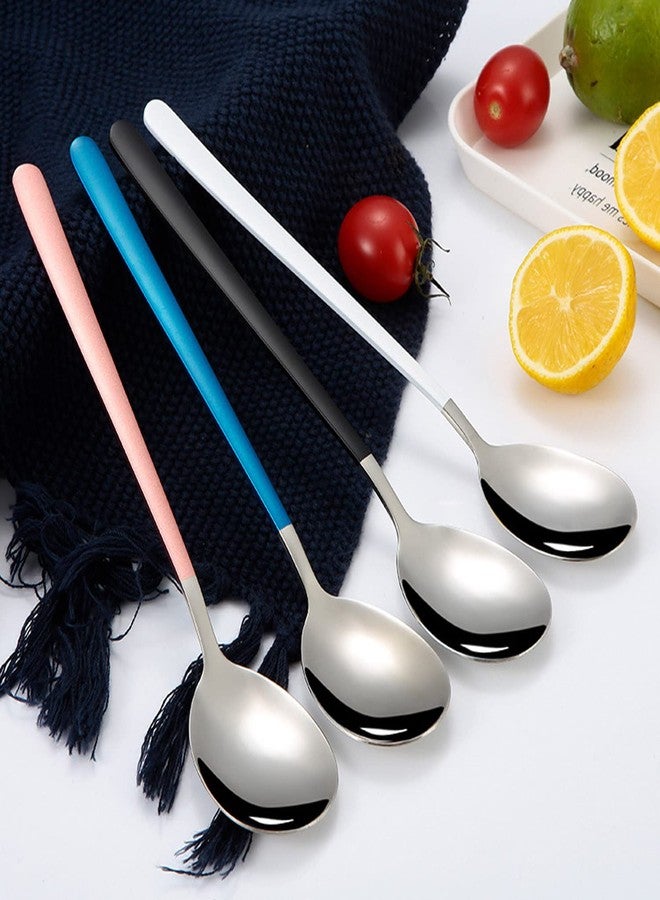 PRAYAS Silver Dessert Spoons Round Dinner Spoon Set Tableware Set Tablespoons Dinner Spoons Spoon Set Stainless Steel Soup Spoon Long Handle (Pack of 2) - Image 3