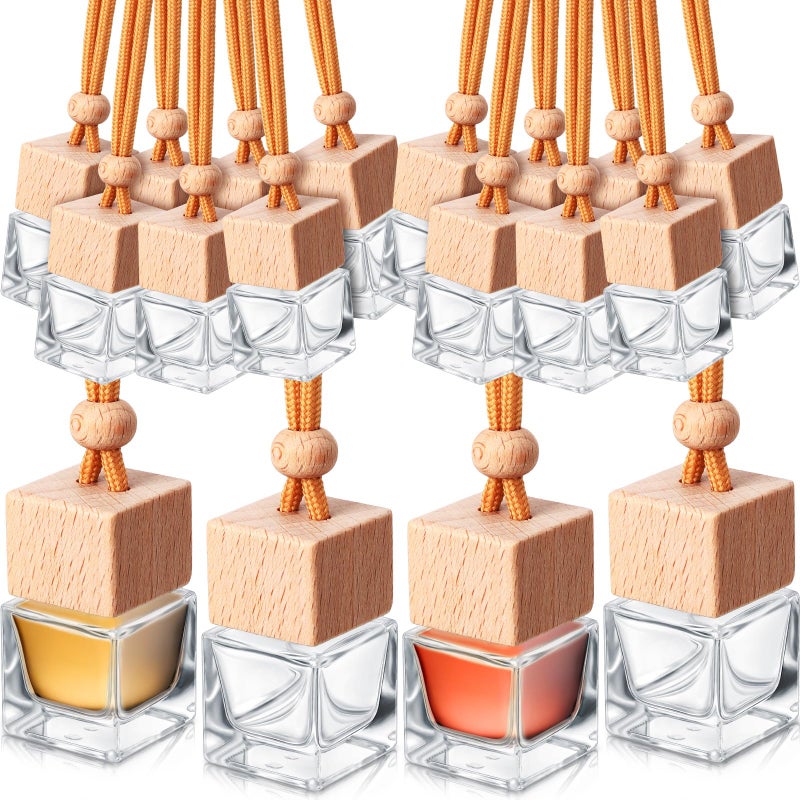 Rtteri 100 Pcs Car Air Freshener Hanging Bottle Empty Glass Perfume Diffuser Bottles Refillable Car Air Freshener Pendant Aromatherapy Fragrance Vials OrnamentSquare