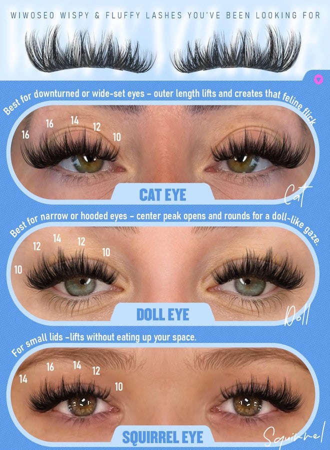 wiwoseo Wispy Lash Clusters Kit Fluffy Eyelash Clusters Kit for Volume C Curl Cluster Eyelash Extensions DIY lash Extensions with Bond and Seal 144pcs 10-16mm by wiwoseo (No Tweezers) - Image 4