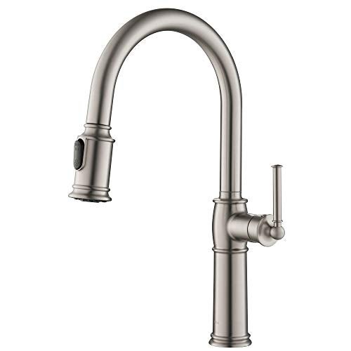 KRAUS Sellette Traditional Spot Free Stainless Steel Single Handle PullDown Kitchen Faucet with Deck Plate KPF1682SFS