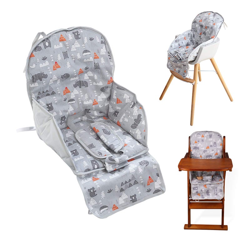 High Chair Pad High Chair Cushion Cute Pattern Comfortable Seat Belt Design Soft and Comfortable Seat Cushion Breathable Pad Baby Sits More Safe and ComfortGray Animal Pattern