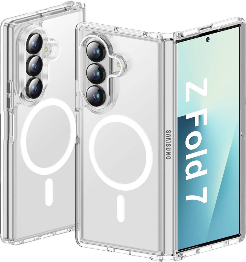 غطاء MagSafe | Semi-transparent | PC | ملمس جلدي غير لامع | مغناطيس قوي | مقاوم للصدمات لـ Samsung Galaxy Z Fold 7 - Image 1