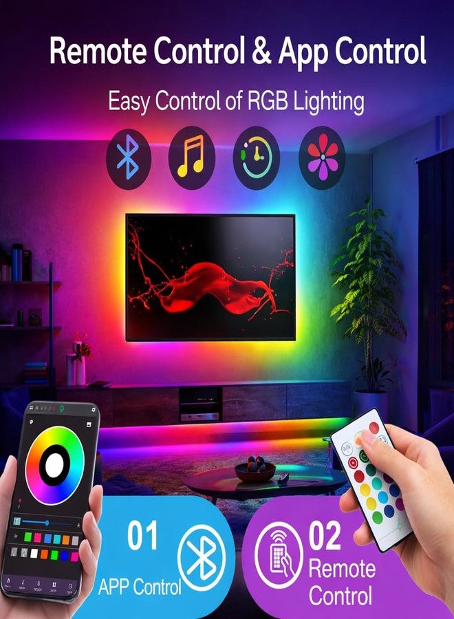الجستو إضاءة خلفية تلفزيون LED RGB من جيستو بطول مترين مع تطبيق وجهاز تحكم عن بعد | مزامنة الموسيقى، بلوتوث، 16 مليون لون | إضاءة خلفية تعمل بمنفذ USB 5 فولت لأجهزة التلفزيون من 16 إلى 32 بوصة | شريط إضاءة محيطية للكمبيوتر، غرفة النوم، الألعاب - Image 2