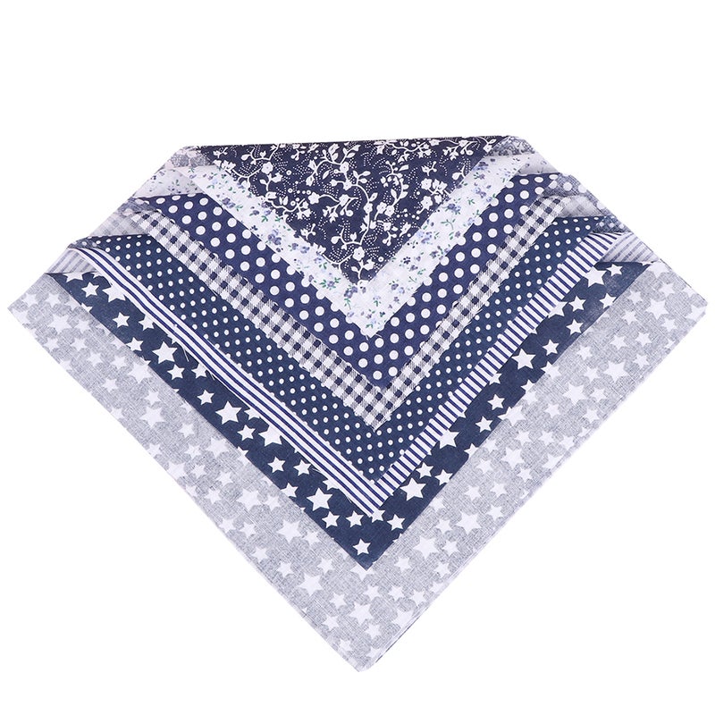 📦 قطعتان مجموعة 14 قطعة قماش قطني مربع للطباعة والخياطة باللون الأزرق الداكن - Image 3