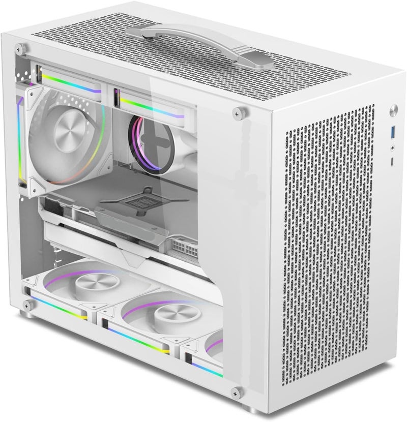 Compatible for Portable Mini PC Case, Side Transparent Design with Type-C Port Supports 240mm Water Cooling ATX SFX Power(X100Pro 4Prox3 WT) - Image 2