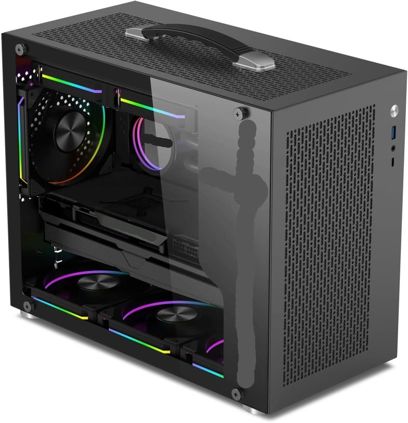 Compatible for Portable Mini PC Case, Side Transparent Design with Type-C Port Supports 240mm Water Cooling ATX SFX Power(X100Pro 4Prox3 WT) - Image 1