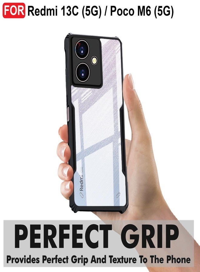 سيدو غطاء خلفي من CEDO لهاتف Redmi 13C (5G) / Poco M6 (5G) | حماية للكاميرا، مقاوم للصدمات، حواف ممتصة للصدمات | غطاء خلفي شفاف من الأكريليك الكريستالي، حماية 360 درجة، مصنوع من مادة TPU+PC | غطاء خلفي شفاف بتصميم نسر (أسود) - Image 2