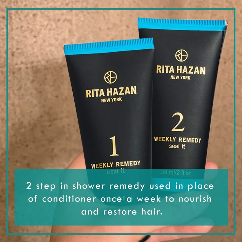 Rita Hazan مجموعة كريم العلاج الأسبوعي من ريتا هازان بخطوتين - مرطب عميق ومجدد للشعر المعالج بالألوان - كريم للشعر المجعد - علاج للشعر الجاف التالف - Image 3