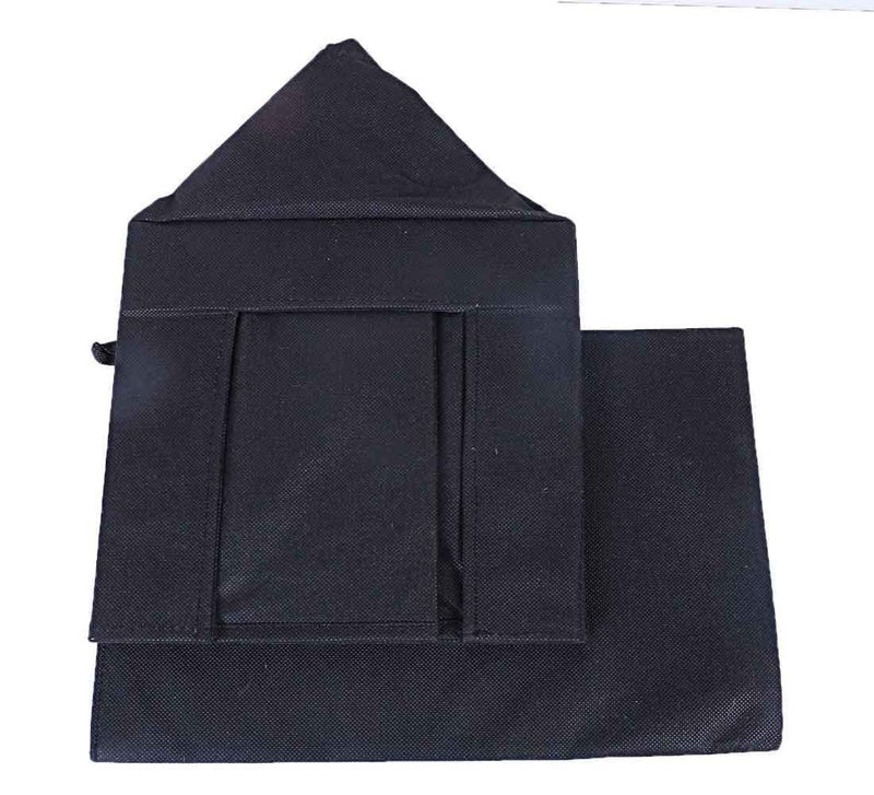 SHREY CREATION SHREY CREATION Set Of 3 Non Woven Fabric Shirt StackerCloth Storage Foldable Wardrobecloset Organizer With Handle For Tshirts Shirts Clothes L40 W25 H25 Black  - Image 4