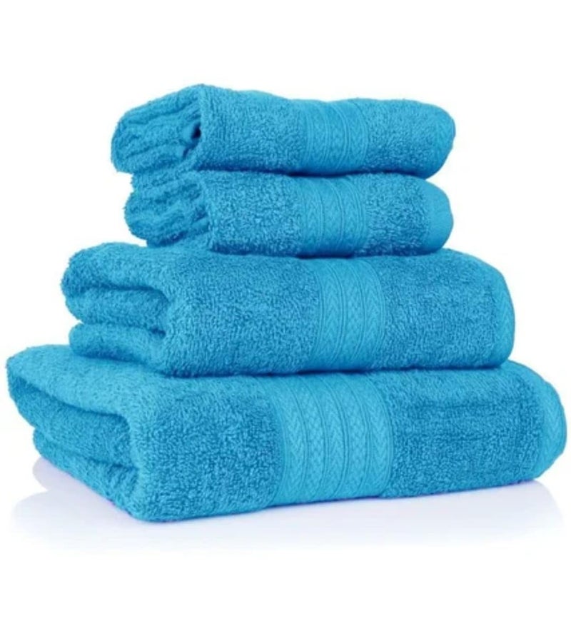 Bombay Dyeing Cotton Towel Set, 450 GSM Bath, Hand, Face Towel Set (Pack of 4) - Tulip R4 Light Blue