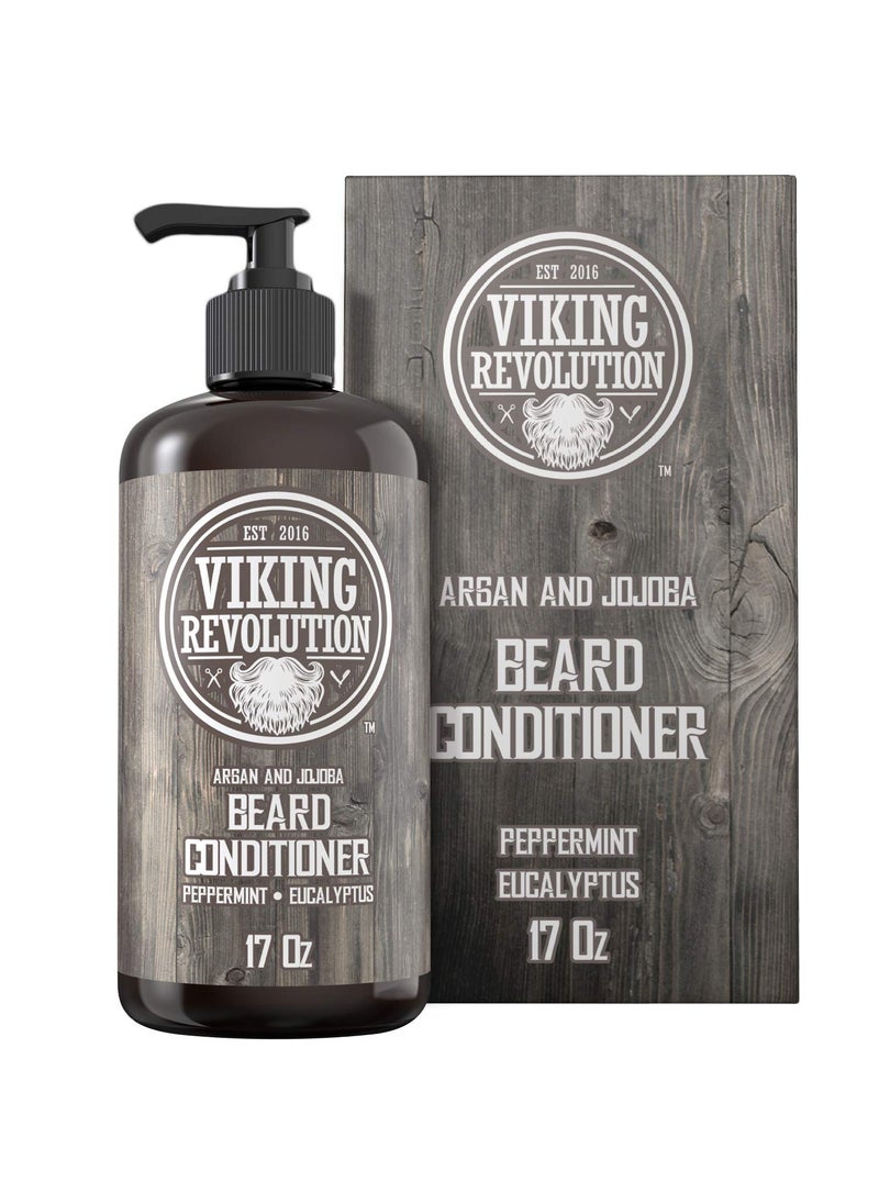 Viking Revolution Viking Revolution Beard Conditioner wArgan  Jojoba Oils  Softens  Strengthens  Natural Peppermint and Eucalyptus Scent Beard Conditioner wBeard Oil 17oz Conditioner 