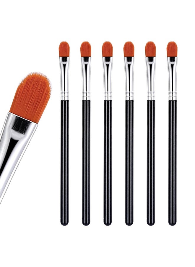 6 قطع فرشاة تمهيد ظلال العيون المسطحة لتطبيق الكونسيلر ودمجه، فرش صغيرة للمكياج لتغطية العيوب الصغيرة، فرشاة ظلال العيون والحواجب، فرش سائلة وظلال عيون وقاعدة تمهيدية للمكياج - Image 1