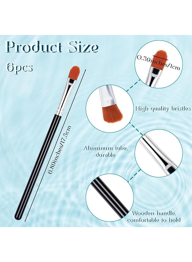 6 قطع فرشاة تمهيد ظلال العيون المسطحة لتطبيق الكونسيلر ودمجه، فرش صغيرة للمكياج لتغطية العيوب الصغيرة، فرشاة ظلال العيون والحواجب، فرش سائلة وظلال عيون وقاعدة تمهيدية للمكياج - Image 2