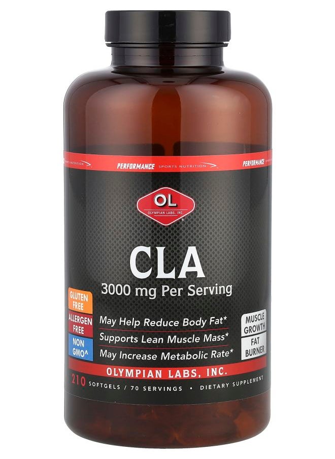 Olympian Labs CLA 3000 mg 210 Softgels (1000 mg per Softgel) 