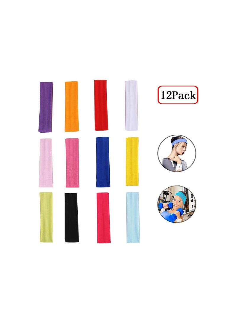 GGOOT 12 Pcs Yoga Headbands Elastic Stretch Cotton Head bands for Women Girls Sports Pilates Fitness - Image 1