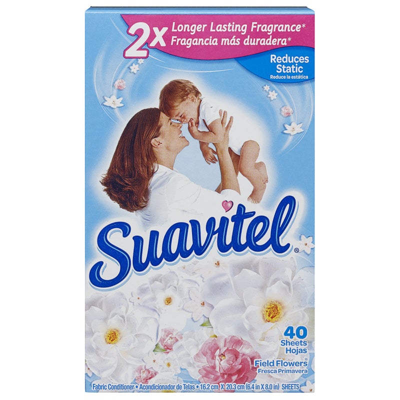 Suavitel Fabric Softener Dryer Sheets, Field Flowers, 40 Count - Image 1