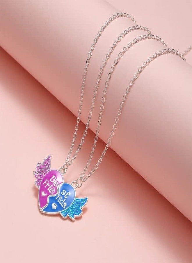 El Regalo 2 PCs Best Friend BFF Split Magnetic Matching Heart Wings Pendant Necklaces Set for Girls/Besties/Soul Sisters (Pink Blue Heart Wings) - Image 4
