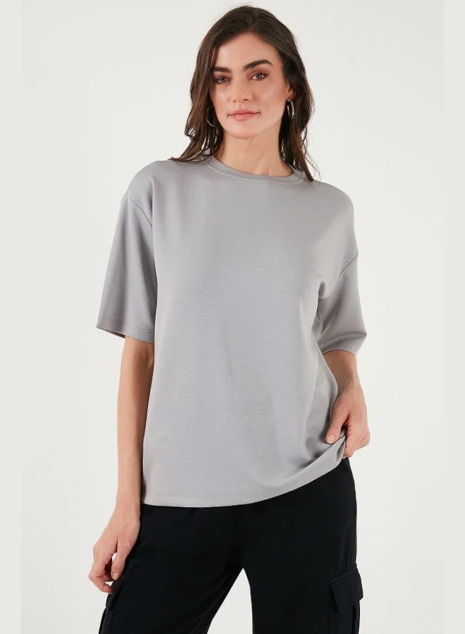 Lela Lela Stretch Oversize Fit Crew Neck T Shirt Women's T SHIRT 5865911
